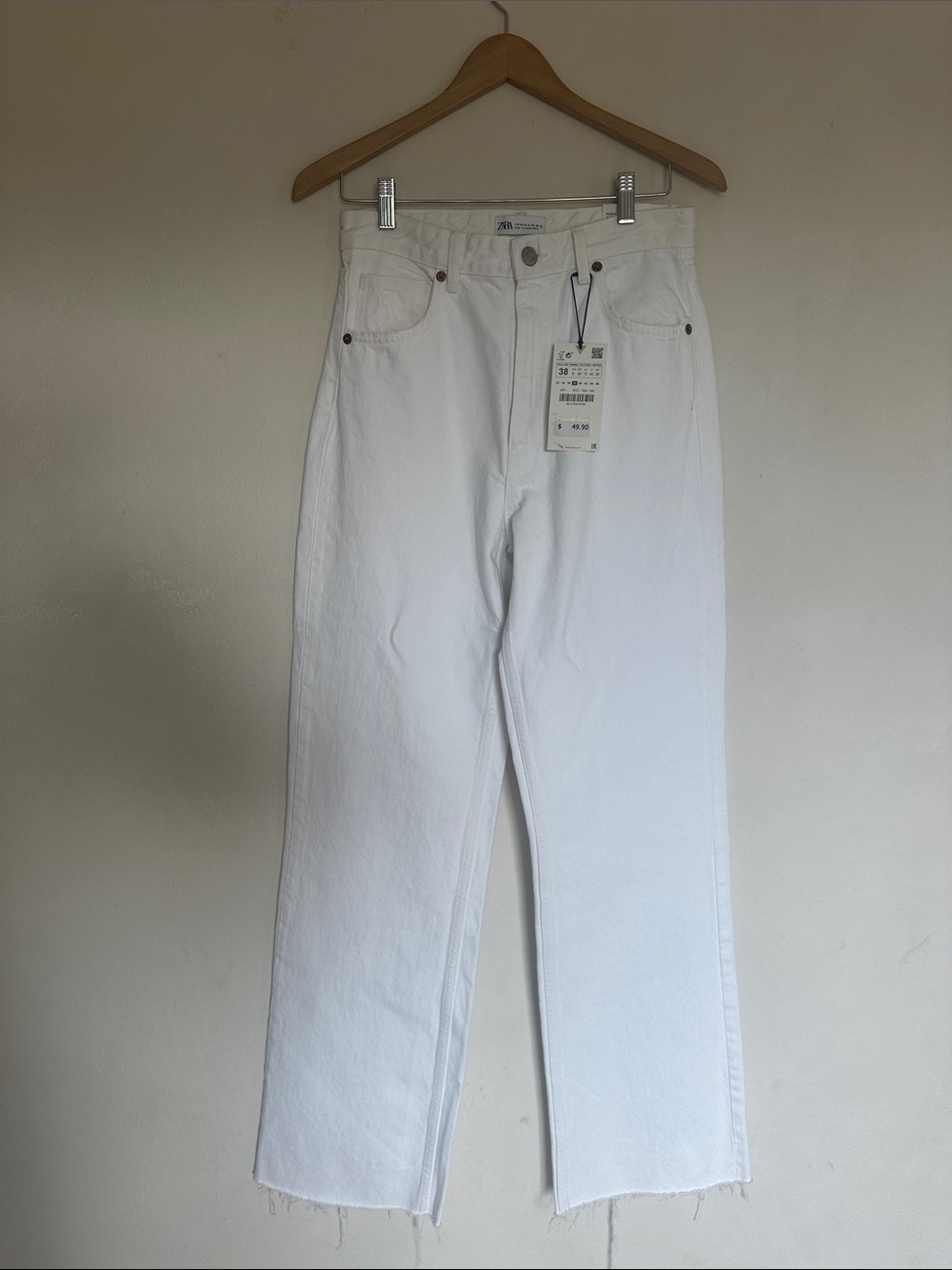 Zara TALL White Wide Leg Jeans